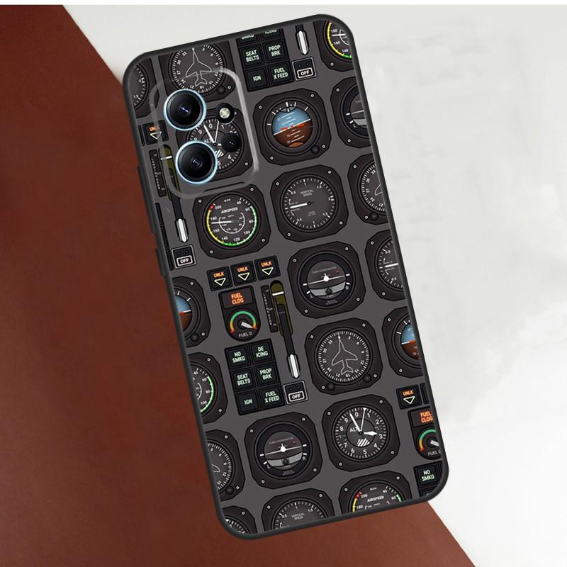 Aircraft Cockpit Dashboard Case For Xiaomi Redmi Note 14 10 11 12 13 15 Pro Plus Cover For Redmi 15 14C 12C 10C 13C 15C