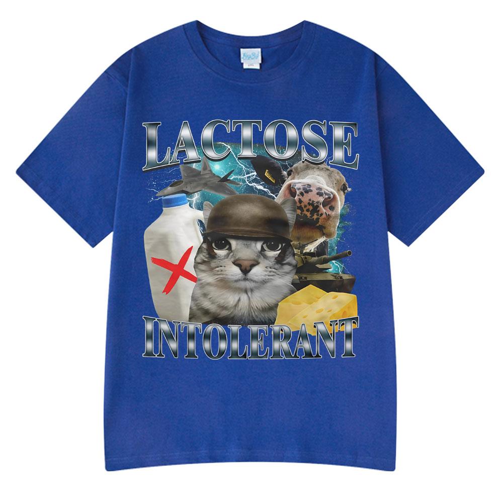 2025 Summer Hot Sale Wears Lactose Intolerant Funny Cat Meme T-shirts Fashion Tshirt Hip Hop Couple Style Clothes Cotton Tshirts