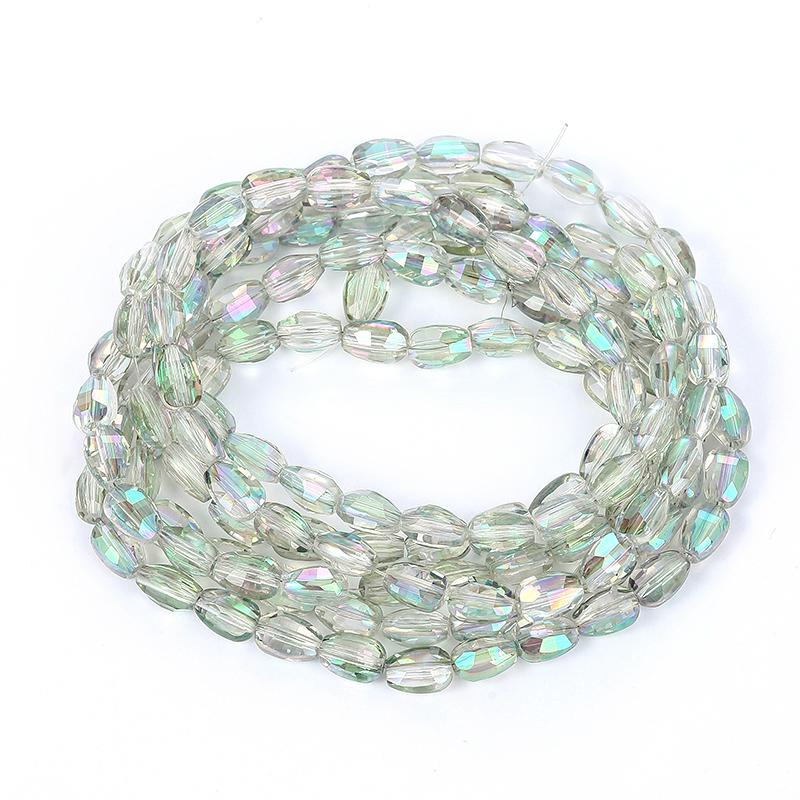 10 Colors 6x8mm Faceted Glass Beads Loose Craft Spacer Beads for DIY Jewelry Bracelet Necklace Earring Keychain Making Crafts