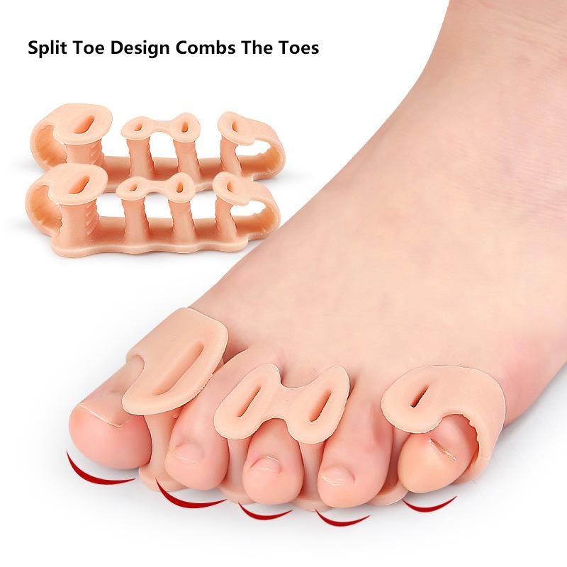 2Pcs=1Pair Hard Silicone Toe Finger Separator 5 Hole Hallux Valgus Orthopedic Spacers Bunion Overlapping Hammer Foot Corrector