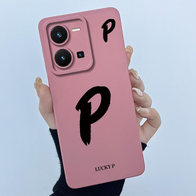 For Vivo Y35 Case Cute Initial Letters Soft Liquid Silicone Back Cover For Vivo Y 35 4G Funda Anti Drop Phone Protector Coque