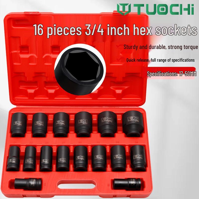 16-Piece 3/4" Drive Heavy-Duty Pneumatic Impact Socket Set (17-50mm)