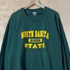 Vintage North Dakota State University Bison Graphic Green Cotton Long Sleeve T Shirt Size XXL