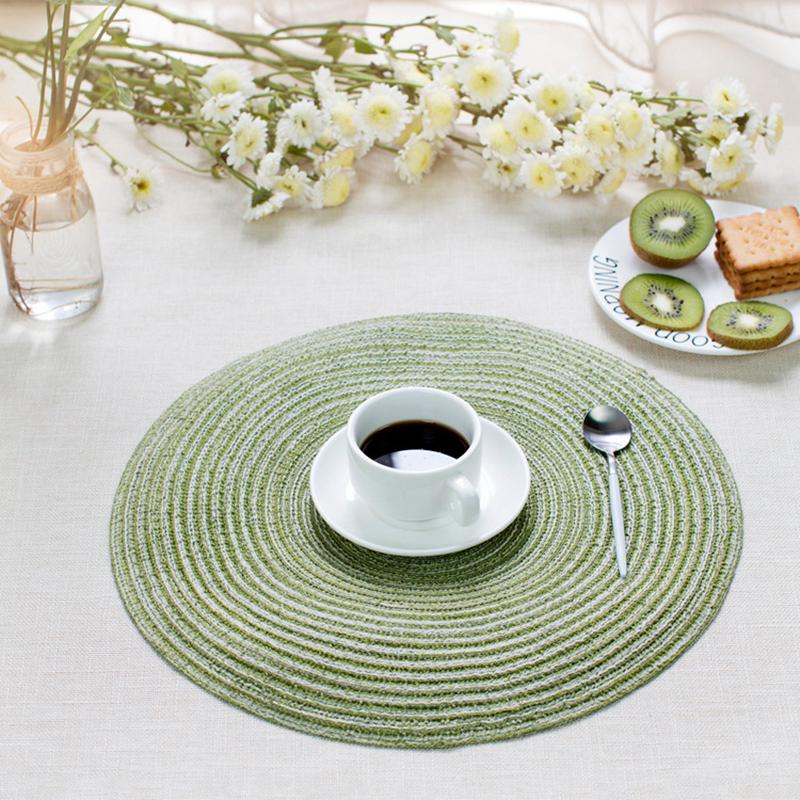 Pack of 4pcs Cotton Braiding Table Placemats Round Table Mats Heat Insulated Pad Japanese Style Mats 35cm