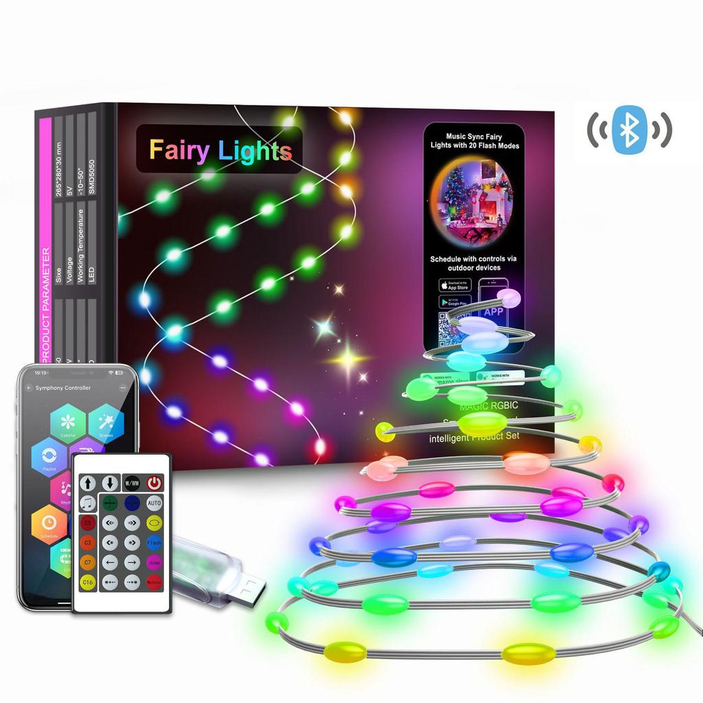 Tuya Smart WiFi Fairy Lights: Colorful LED String Lights for Christmas, Holidays, and Parties.
