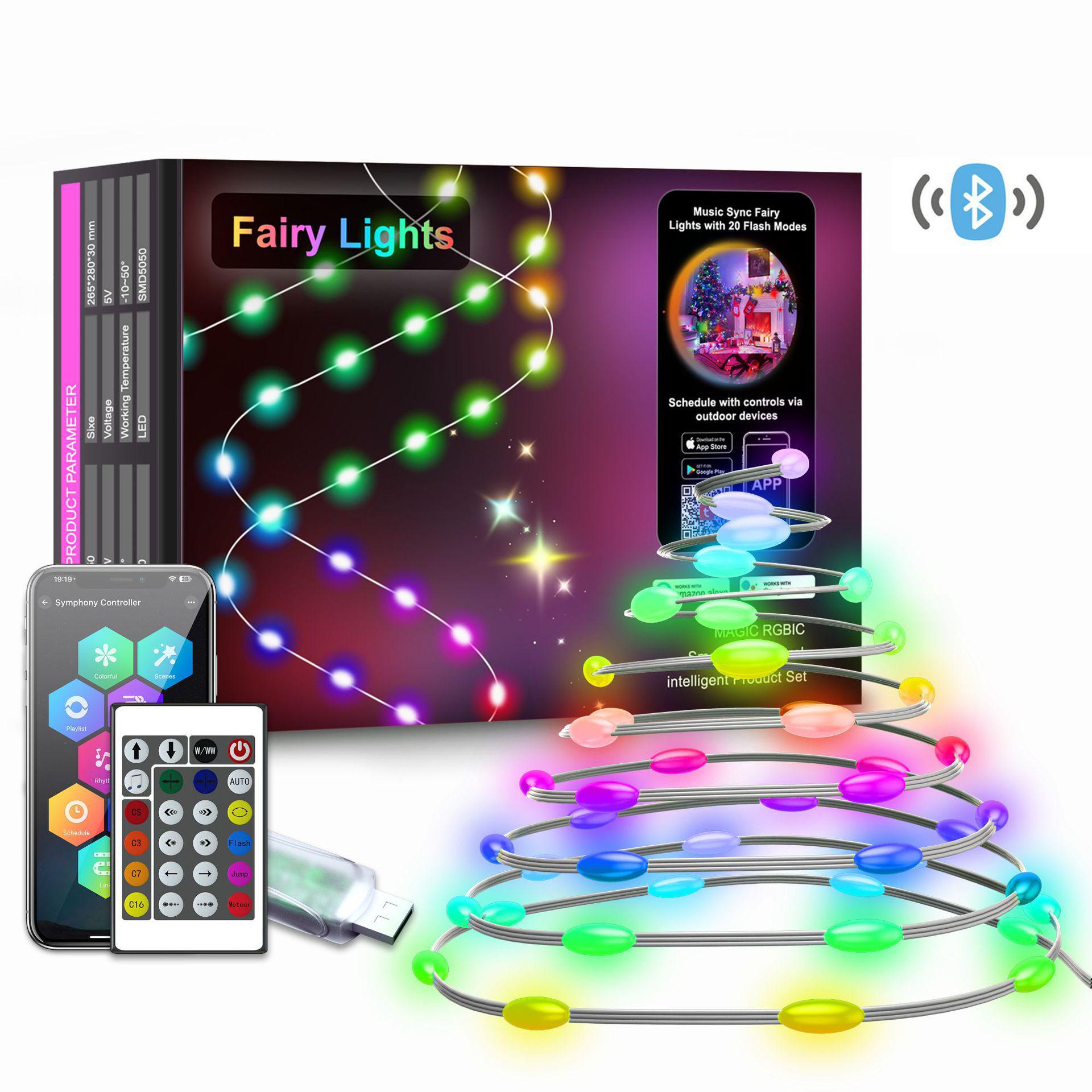 

Tuya Smart WiFi Fairy Lights: Colorful LED String Lights for Christmas, Holidays, and Parties. Bluetooth Line Light 5m 50 LEDs