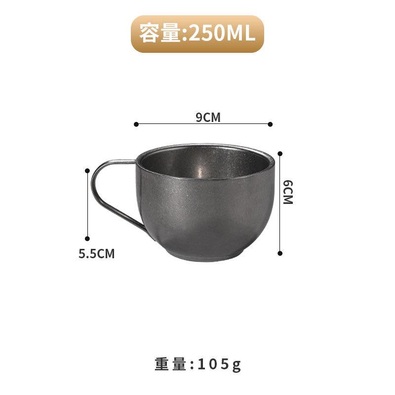 BR304 Stainless Steel Coffee Cup Retro Double-layer Heat-resistant Mug Silver Coffee Cup Afternoon Tea Cups and Saucer Set TeacupEY