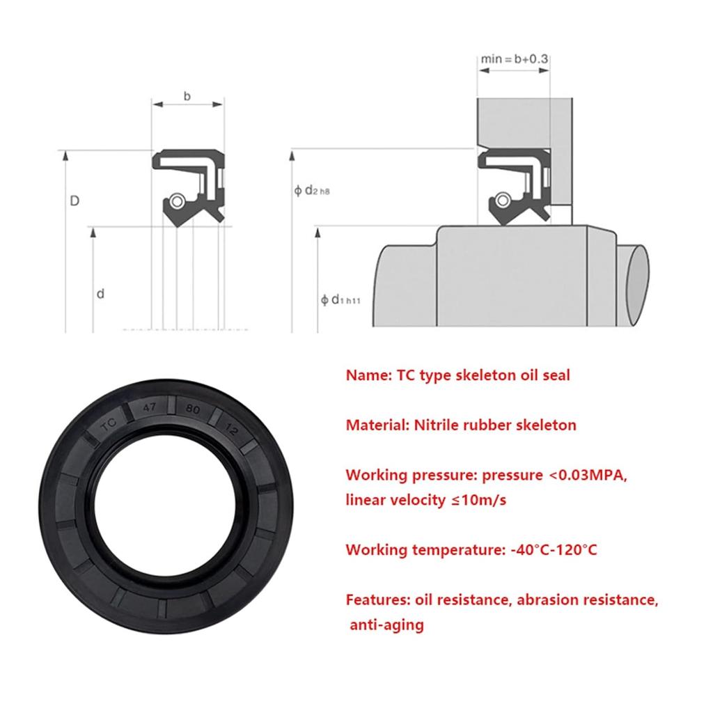 Rubber Oil Shaft Seal,1pcs NBR Framework Oil Seal Id 154mm Od 175~180mm Thickness 12~18mm TC Skeleton Oil Seal Rings NBR Double Lip Seal Gasket with