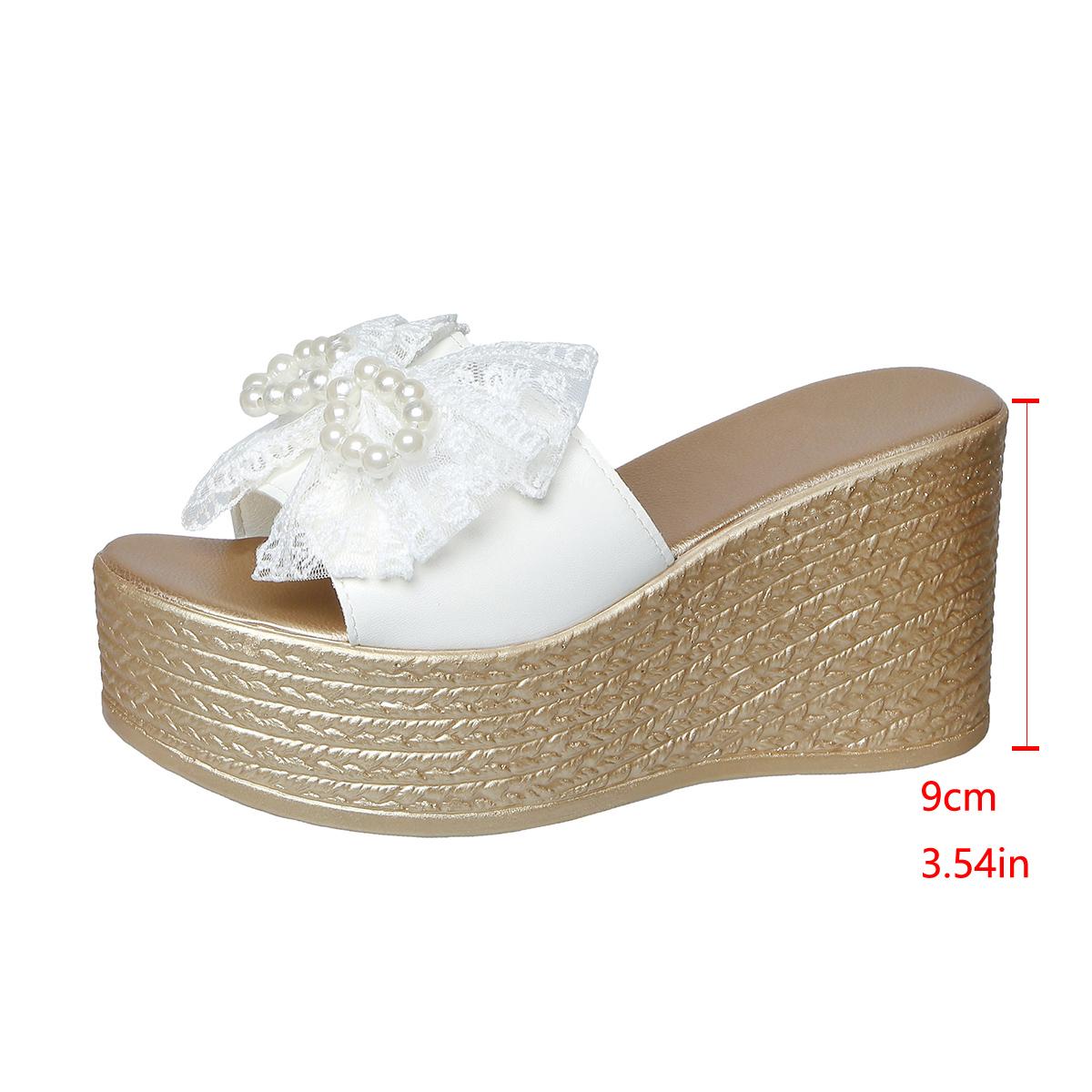 

Fashion Aphixta Luxury Women Clappers 9cm High Heels Woman Summer Beach Shoes Sweet Bow Gold Heels Light Weight Shoes for Woman 35 бежевый