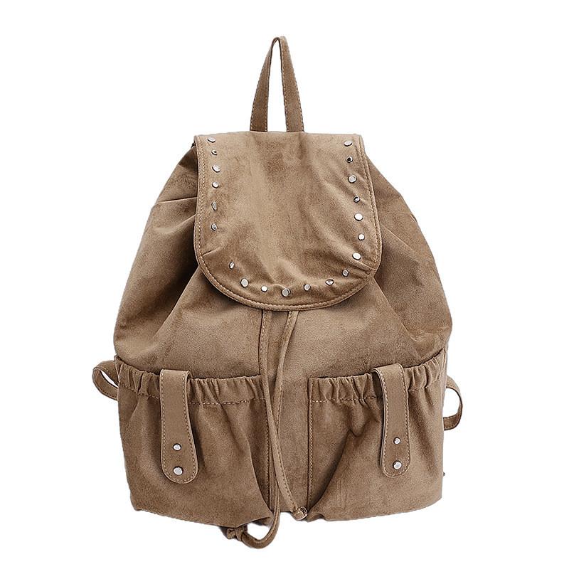 Suede Leather Large Capacity Backpack For Women With Breathable Design For Daily Use