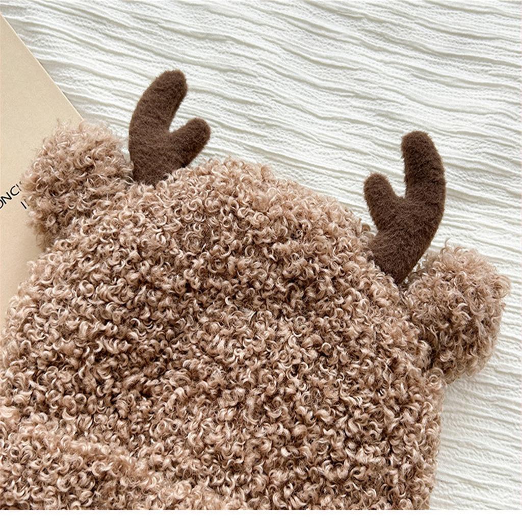 Adult Antler Shape Fluffy Hats Ear Protects Hat Warmer Fluffy Cosplay Hat Christmas Holiday Presents for Students