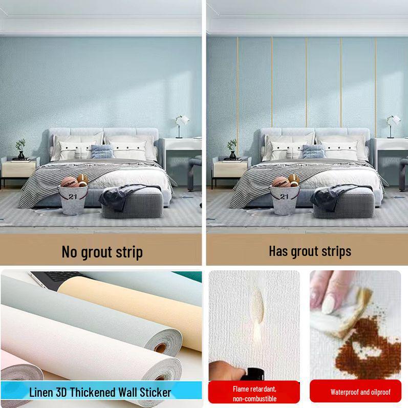 3D Waterproof Self-Adhesive Coarse Peel Wallpaper for Bathrooms, Bedrooms, Kitchens - Mold & Oil-Proof, Moisture Resistant.