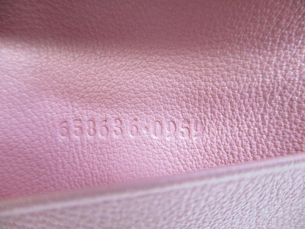 Authentic GUCCI Double G Bamboo Pink Leather 6 Pics Key Chain #a611 Refurbished