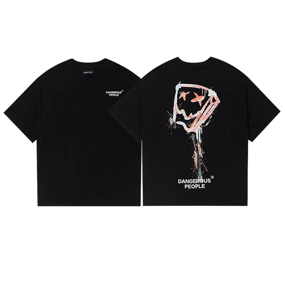 2024 Summer Hot Selling Men's T-shirts Short Sleeved 100% Cotton Splashing Ink Paper Bag People Funny Printed Women T-shirt Tops