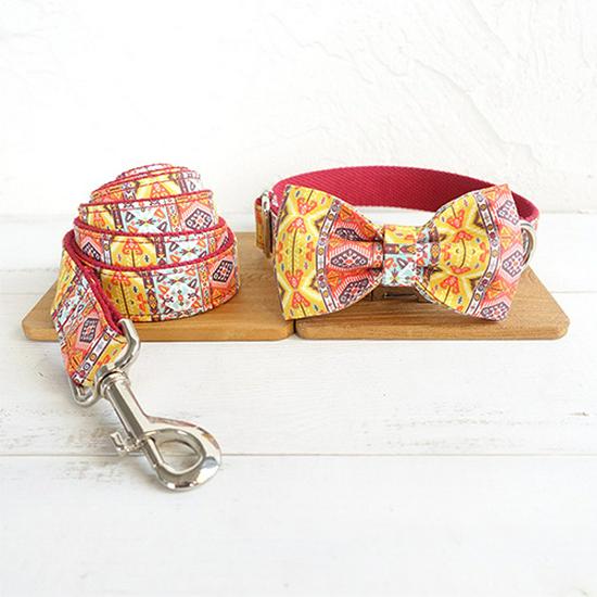 MUTTCO European Fashion Dog Collar & Leash Set with Bow Tie - UDC-055 XS