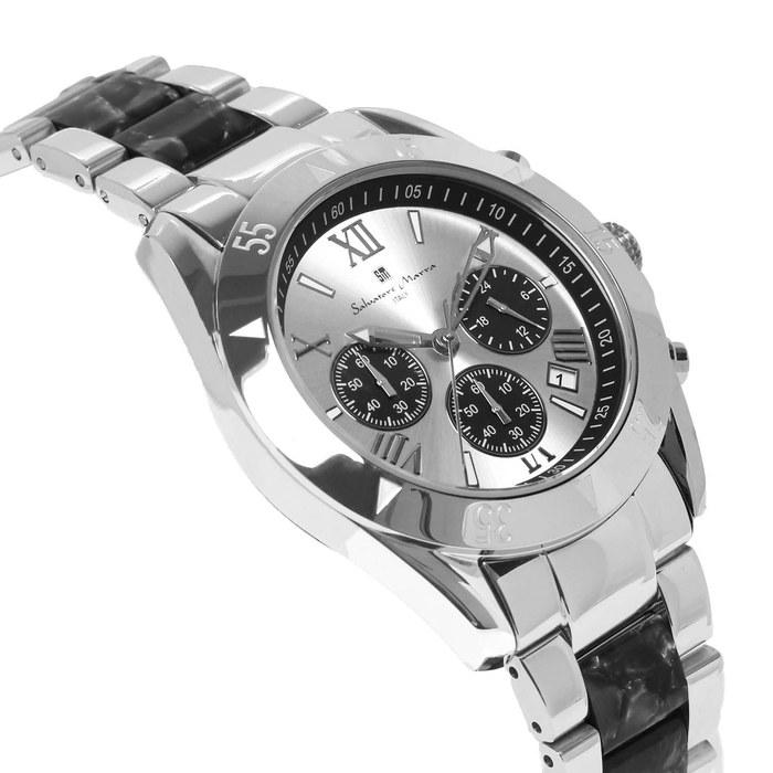 Salvatore Marra Men's Chronograph Watch SM23105-SSWHBK (Silver/White/Black)