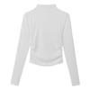 2023 Women's Slim Fit Long-Sleeve Turtleneck Pleated Waist Top for Autumn and Winter