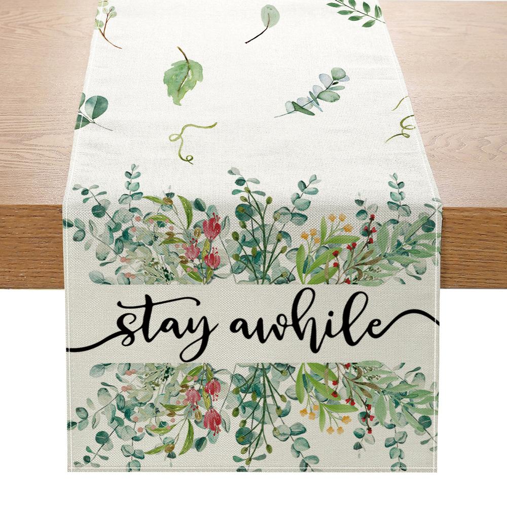 Green Plant Series Printed Table Flag Linen Home Decoration Table Table Cloth Cabinet Tea Table Decorative Cloth
