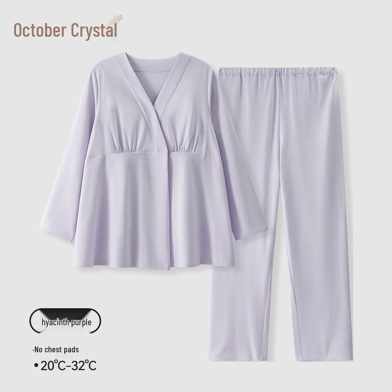 

October Mom Maternity Nursing Set: Postpartum Cotton Pajamas & Breast Pads for Spring/Summer XL (135-160 pounds); Temperature 20-32℃