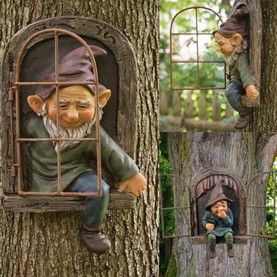 3D Dwarf Decoration Garden Dwarf Statue Interior Decoration Wall Ornaments Outdoor Garden Tree Pendant