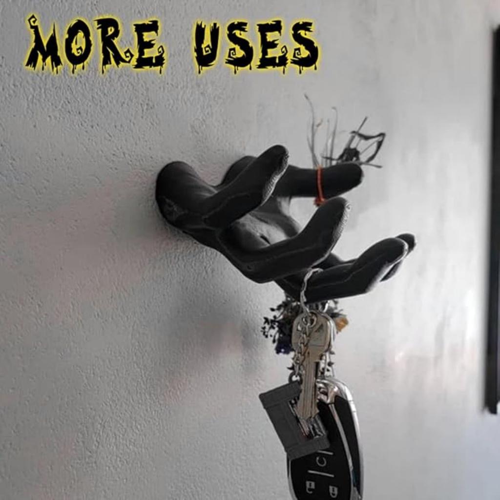 Halloween Decorations Devil Hand Statue Candle Holder Black Demon Hand Sculpture Wall Mounted Gothic Spooky Devil Ornament Home