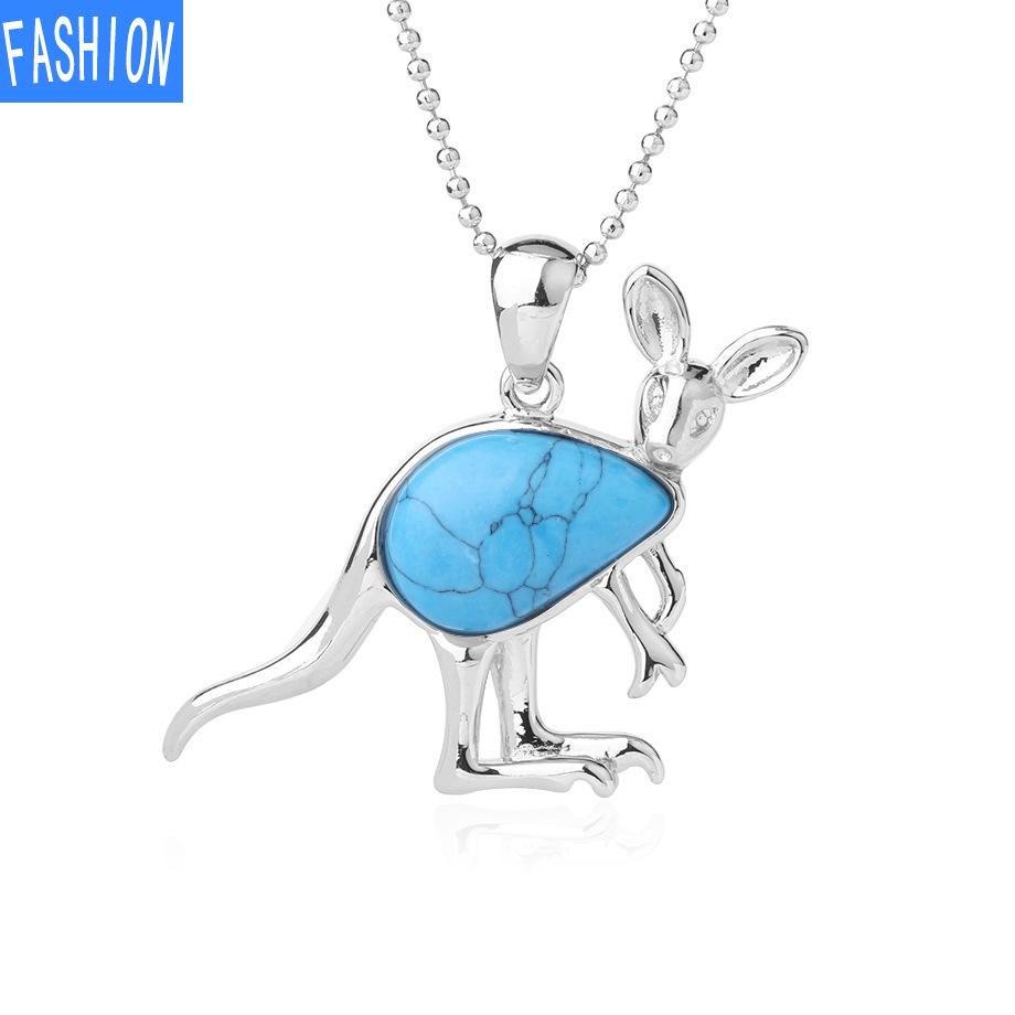 

Экзотическое очарование австралийского национального сокровища, ожерелье из кенгуру, ожерелье из натурального камня с животными blueturquoise