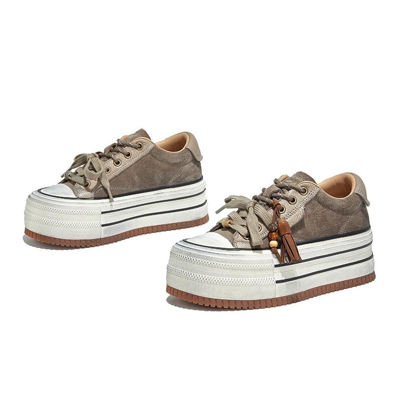 Fashion AIYUQI 2025 New Women's Sneakers Thick-soled Retro Women Skateboard Shoes Large-Size Genuine Leather Casual Shoes female Shoes