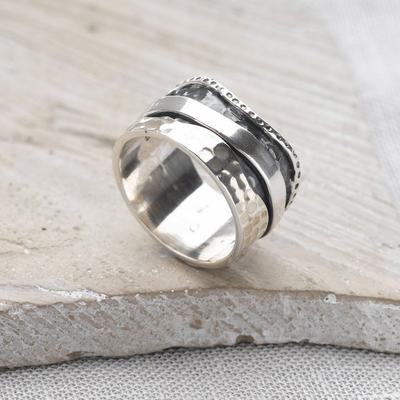 Narrow Spinner Ring, 925 Sterling Silver Ring, Hammered Ring, Spinning Ring, Designer Ring, Handmade Jewelry, Christmas Day Gift, Day Gift,