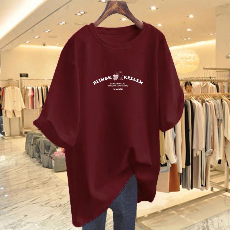 

2025 Women s Slimming White Cotton Short Sleeve T-Shirt with Letter Print XL