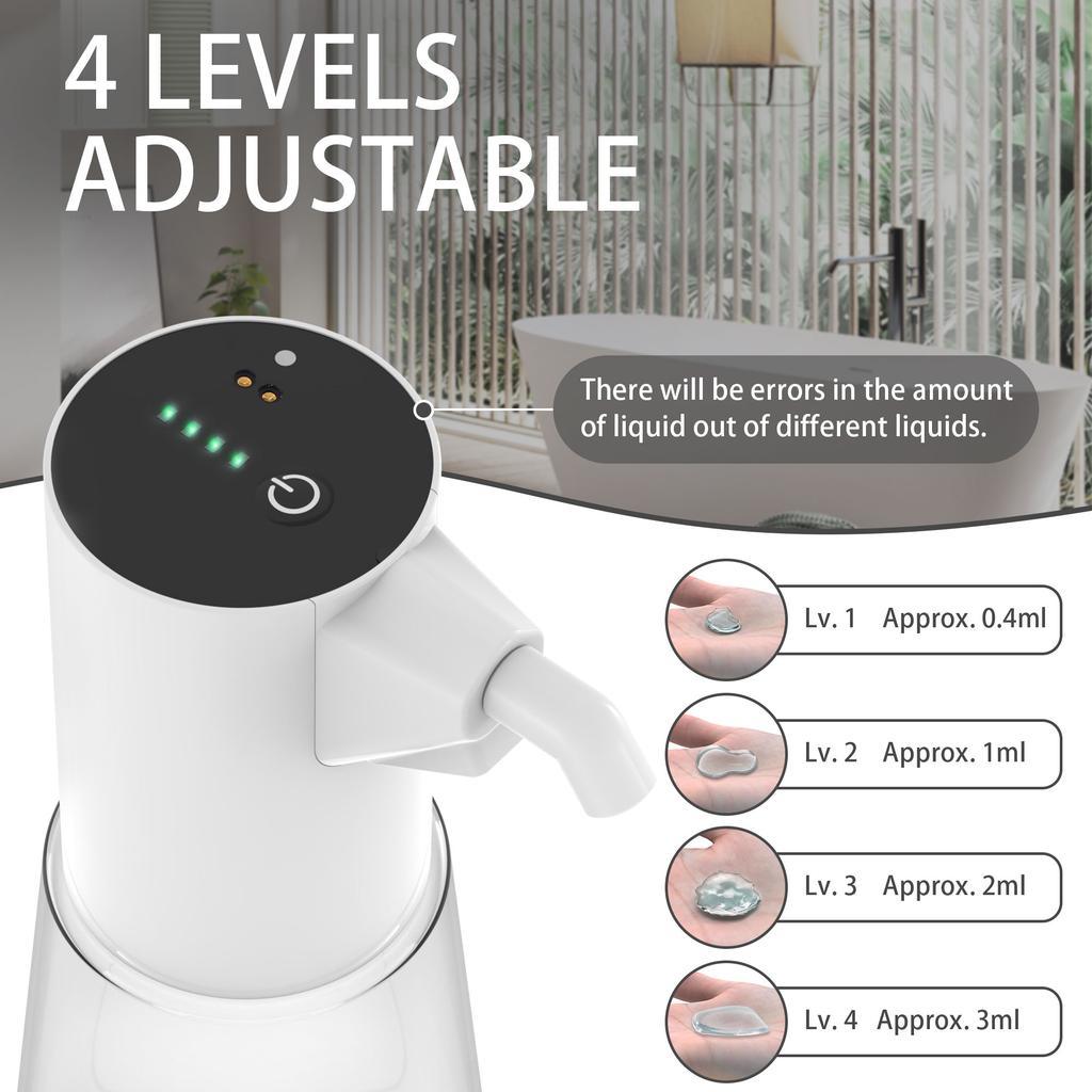 Automatic Sensor Soap Dispenser For Bathroom USB Charging Infrared Induction  4-Speed Adjustable Dish Liquid Lotion Gel