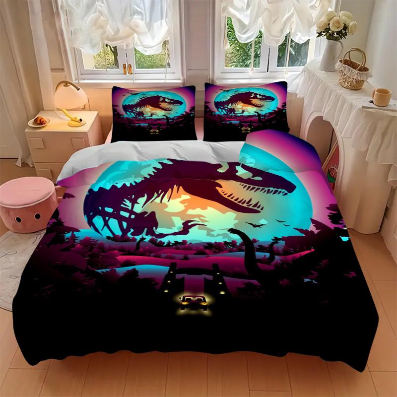 3Pcs Dinosaur Night Safari Bedding Sets For All Sizes New 3D Printed Bed Cover Comforter Duvet Cover Pillowcase Bedroom Decoration