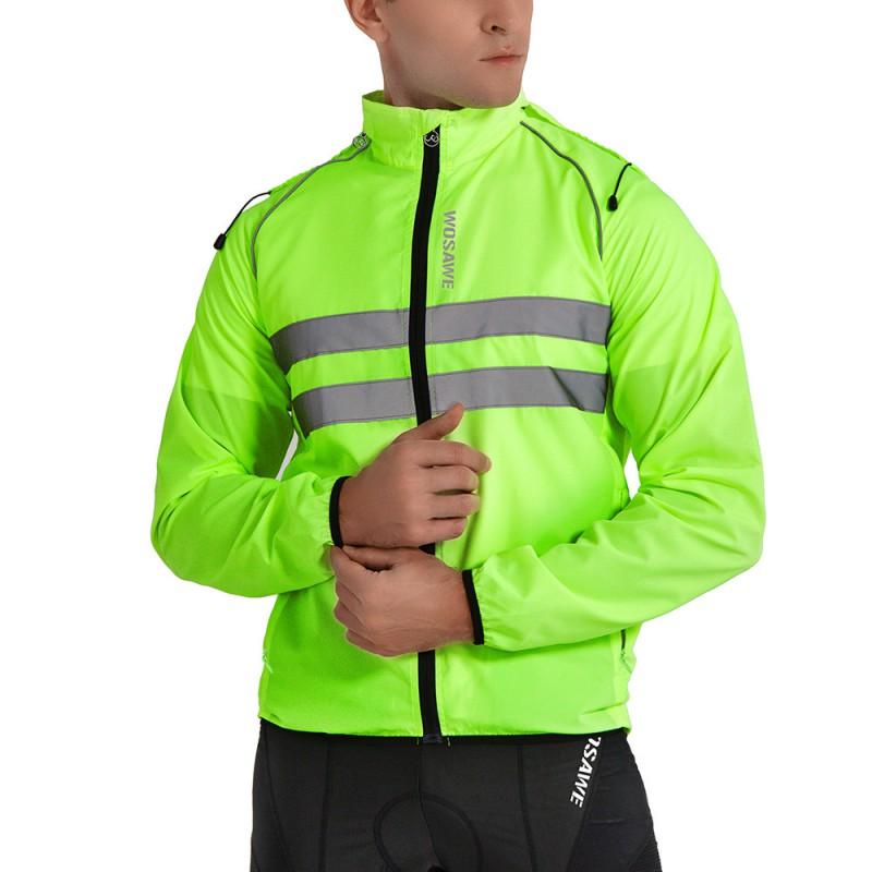 Windproof Cycling Jacket With Hood Breathable Reflective Long Sleeve Outerwear Mountain Road Bike Riding Use