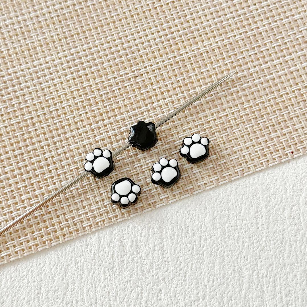 Dopamine Cute Cat Paw Beaded Spacer Bracelet & Necklace Accessories Single Price