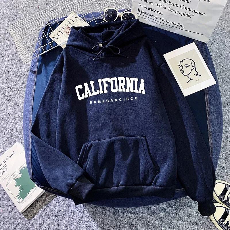 California Fashion Sweatshirts for Woman Autumn Winter Casual Sporty Hooded Long Sleeve Pullover Home Outdoor Comfort Hoodies