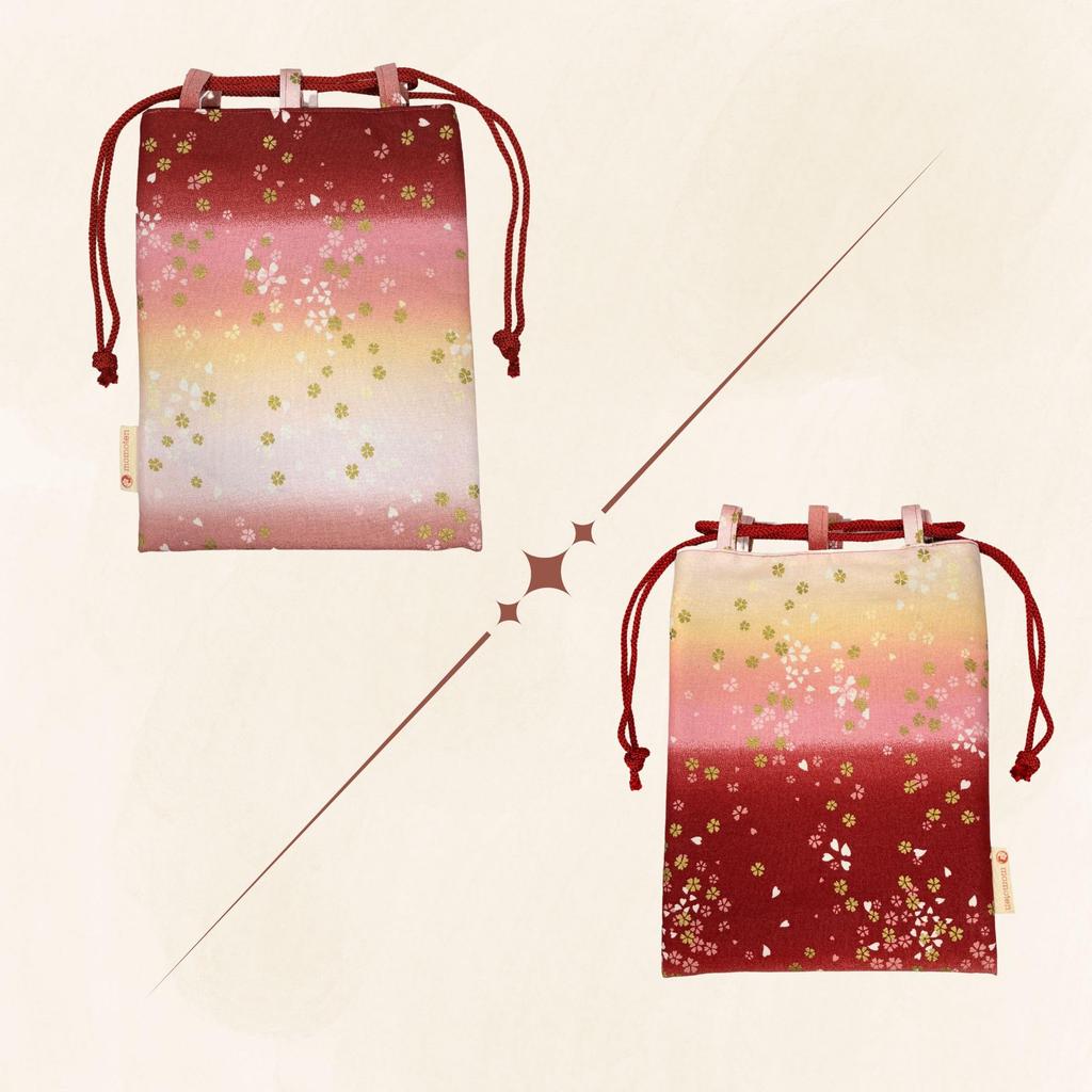 [momoten] Shingen bag, Goshuincho (stamp book) holder, Japanese style accessory case, small item case, drawstring bag