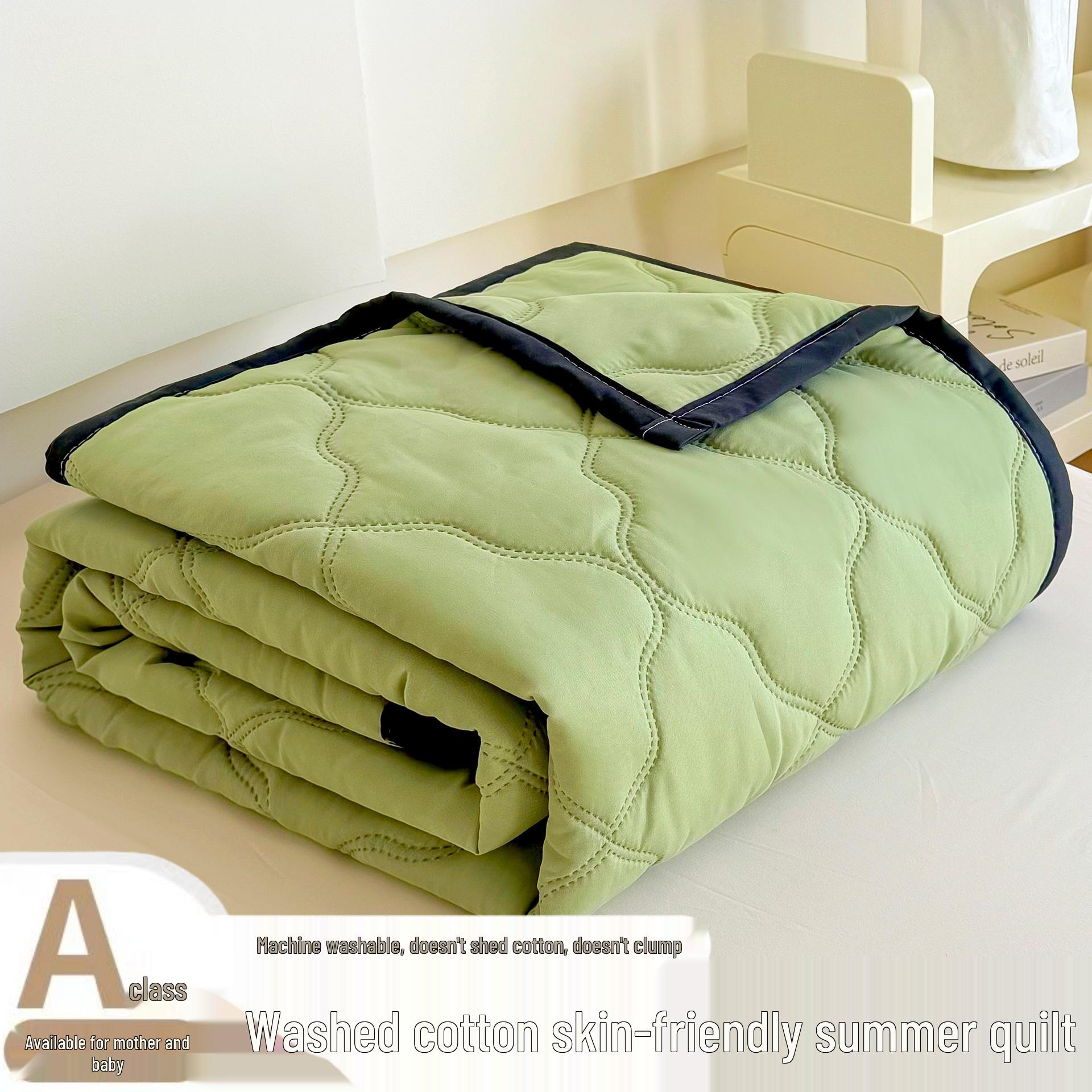 

Summer Air Conditioning Quilt: Washed Cotton Plaid, Single/Double Size for Children & Students 150x200 cm