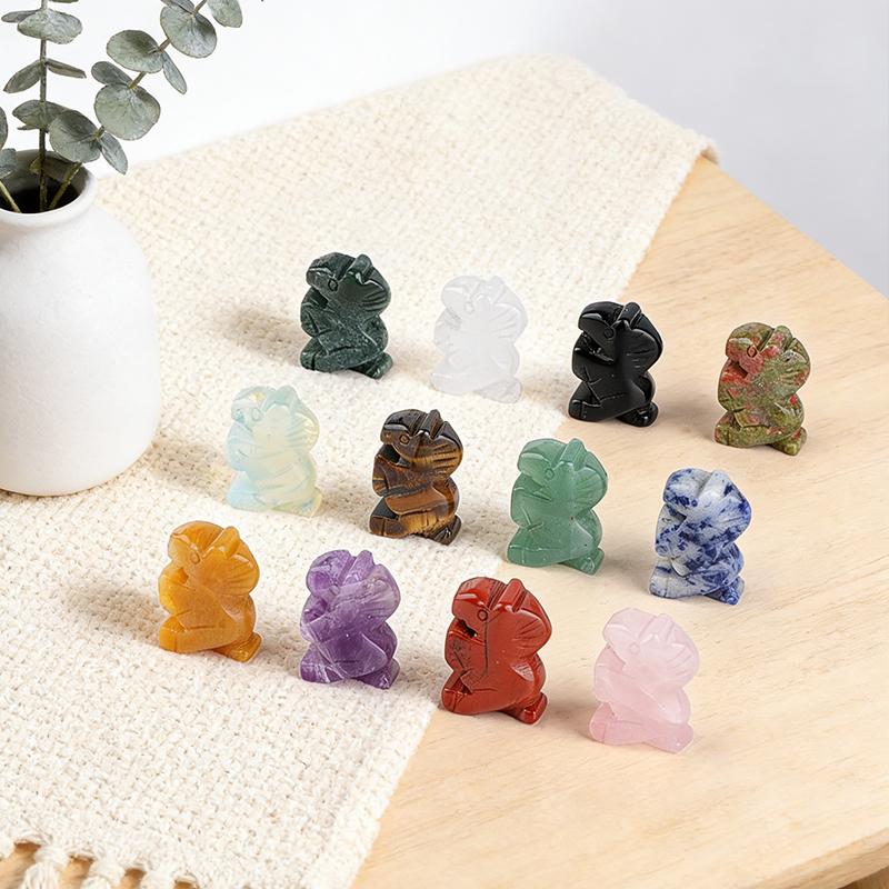 1Pc Natural Semi-Precious Stone Carved Mini Horse Figurine 25-27x17-19mm Polished Crystal Pony Statue For Home Decor Reiki Healing Craft Gift