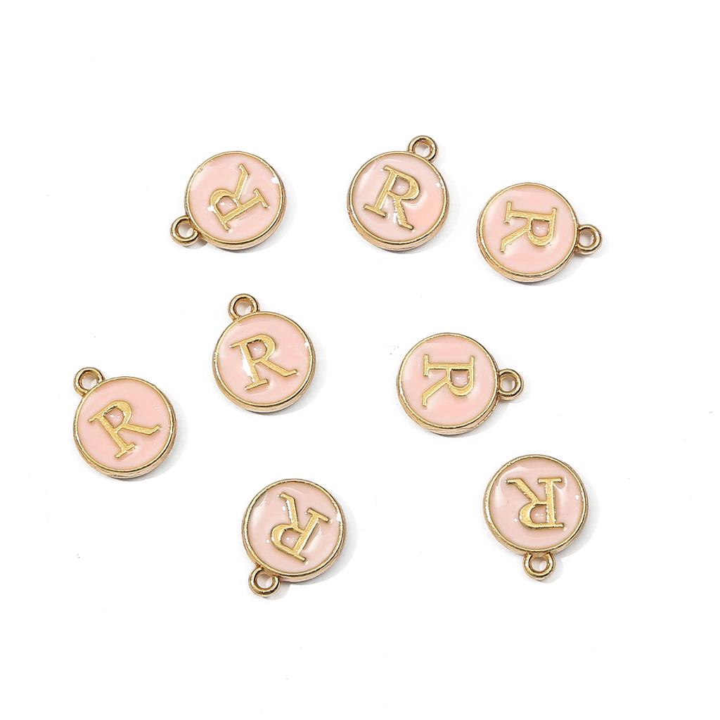 10Pcs Metal Enamel English Letters Charms Pendant For DIY Jewelry Making Necklace Bracelet Accessories