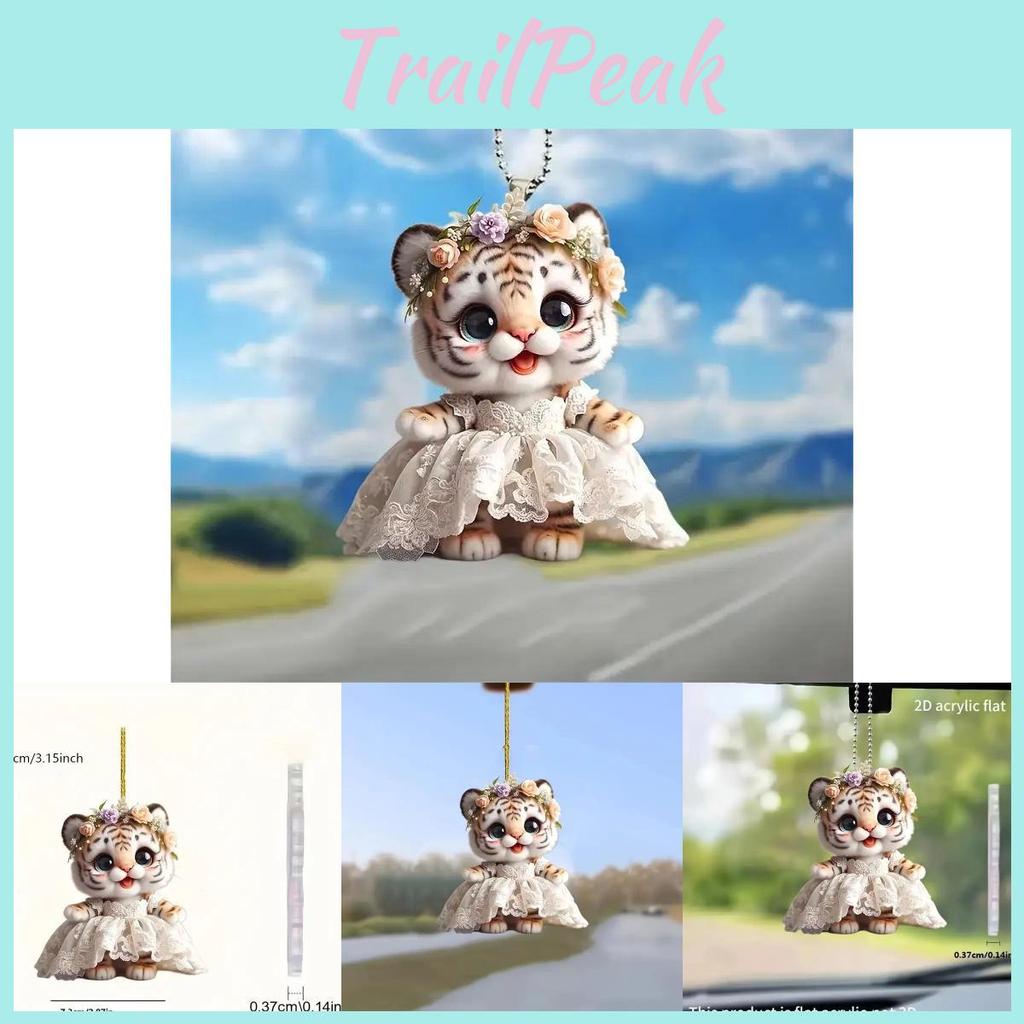 Charming Acrylic Wedding Dress Tiger Pendant For Festive Car Mirror Decoration