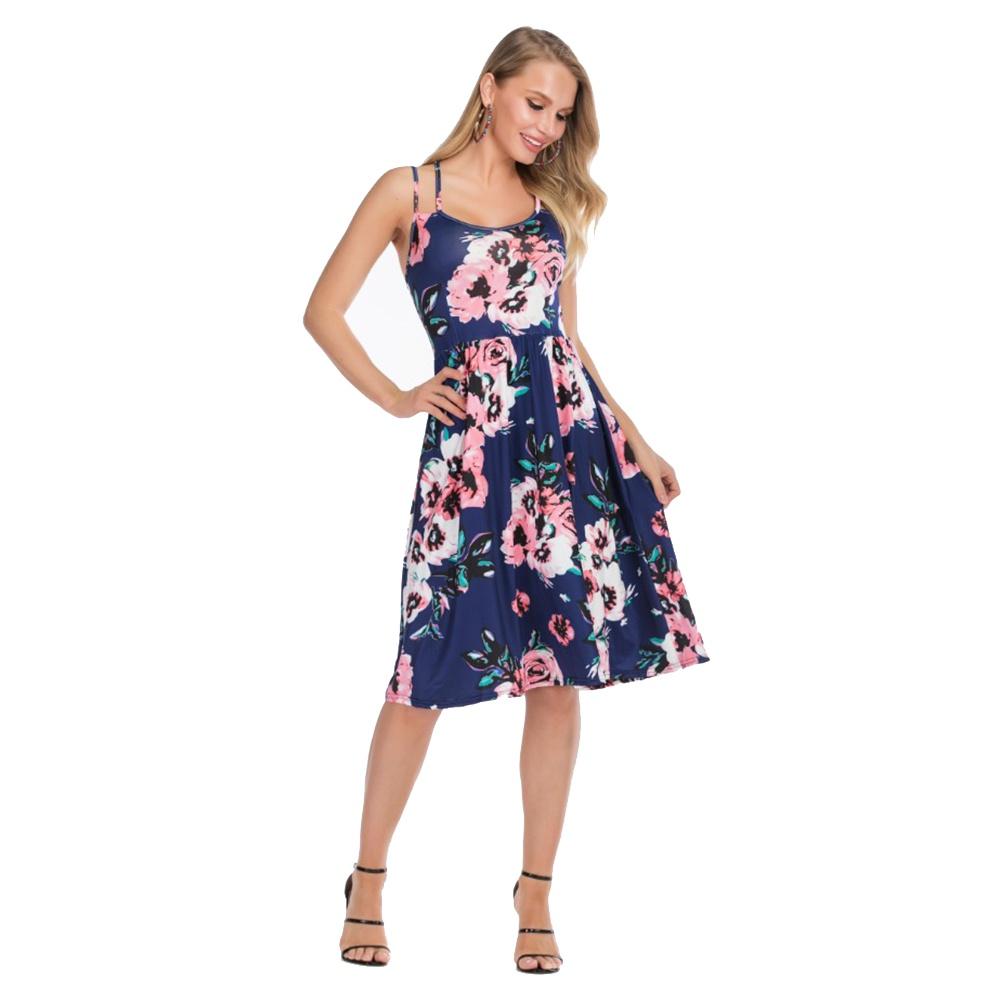 Elegant Women's Summer Sleeveless Floral Beach Dress Perfect For Holiday Occasions Size S-5xl