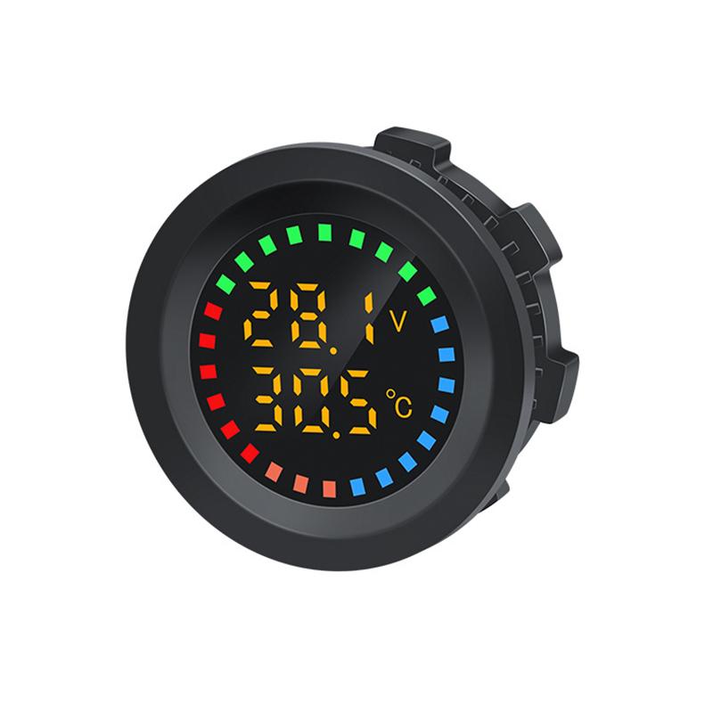 

12V-24V Dual Display Car Thermometer Digital Voltage Gauge Car Voltmeter DC Waterproof Temperature Monitor Voltage Detector