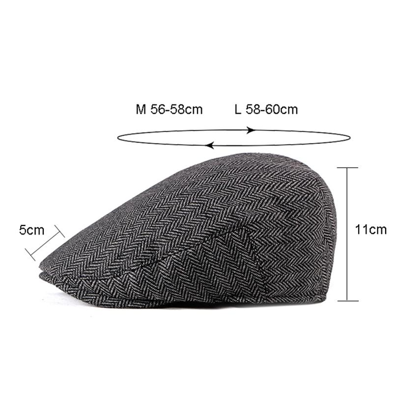 Spring Autumn Newsboy Caps for Men Classic Herringbon Beret Hat Men's Gatsby Painter Hats