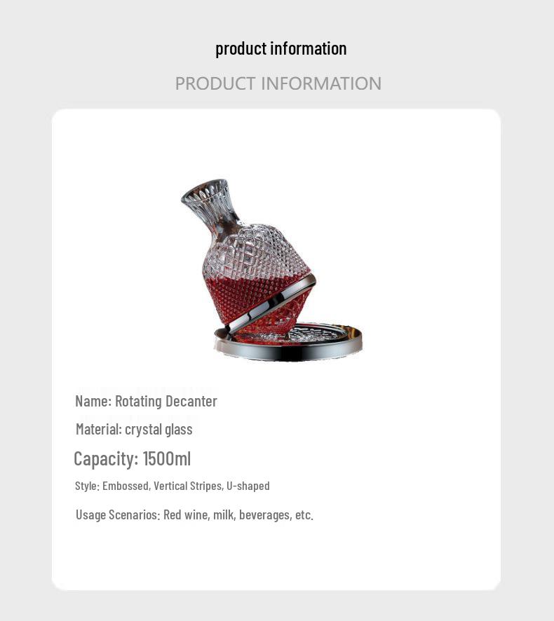 Crystal Red Wine Decanter: Elegant Rotating Glass with Luxury Design for Home Use