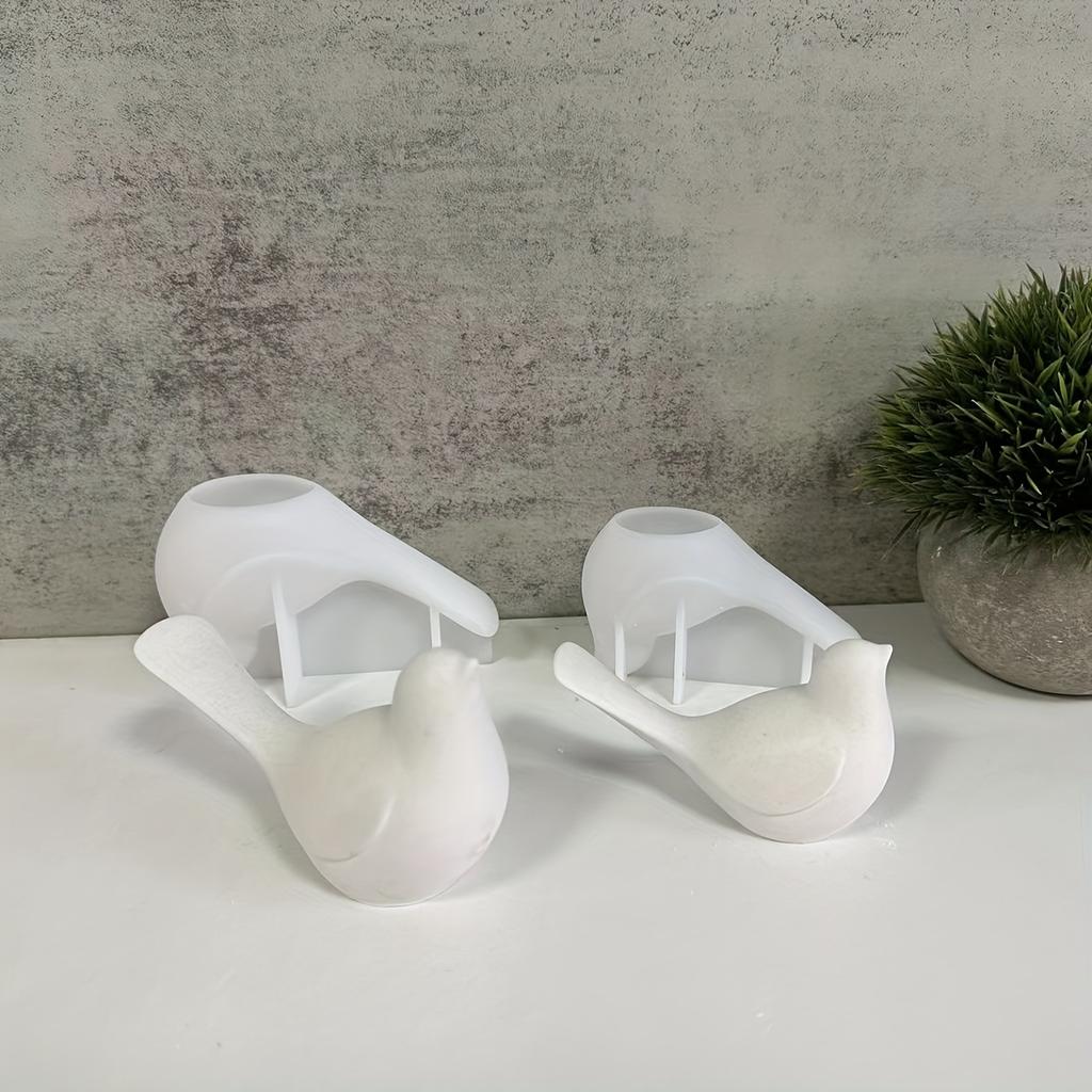 Large & Small Bird Gypsum Decorative Silicone Mold 3D Small Bird Scented Candle Mold Drip Rubber Mould for Home Garden Decoratio