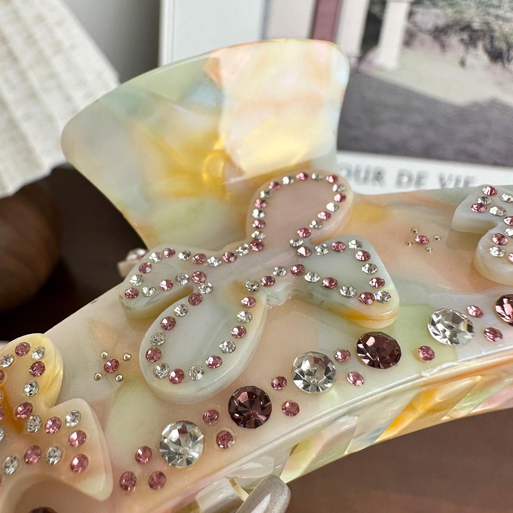 Stylish Korean Version Large Rhinestone Decorated Bowknot Hair Claw Clip For Women