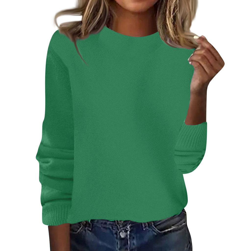 Women's Fashion Loose Round Neck Long Sleeve Bottom Shirt Top Knitted Sweater