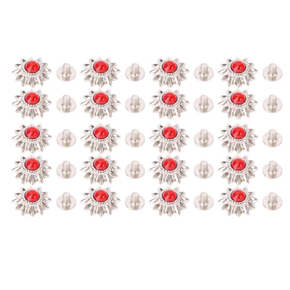 

20PCS Turquoise Faux Turquoise Screw Buckle Sunflower Zinc Alloy Decorative Replacement Screw Buckle Round красный