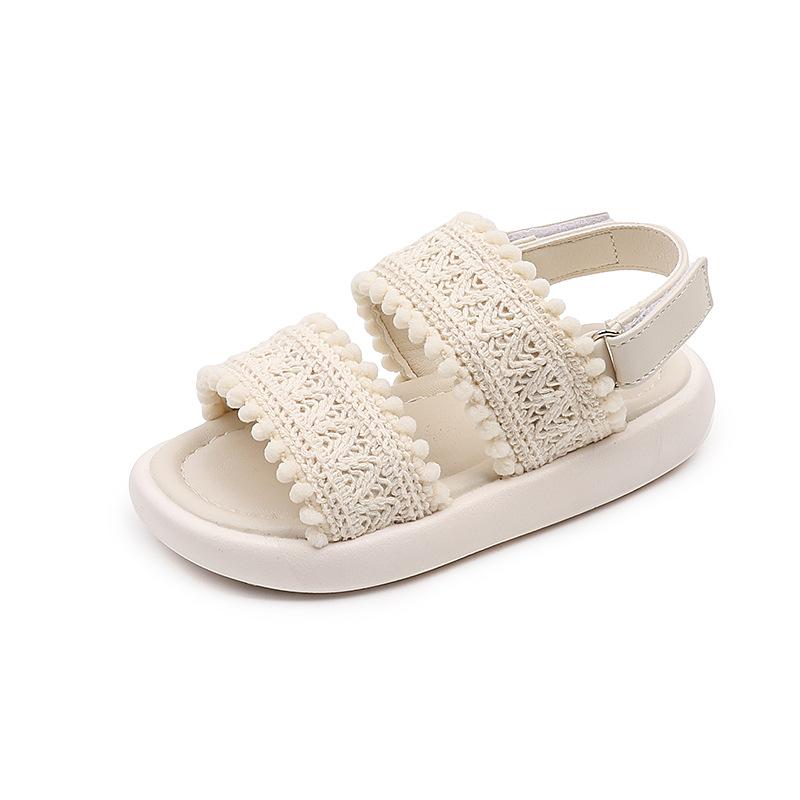 Kids Sandals Korean Style Fashion Girls Princess Shoes for Summer 2025 New Children Beach Shoes Soild Color Soft Sole Weave