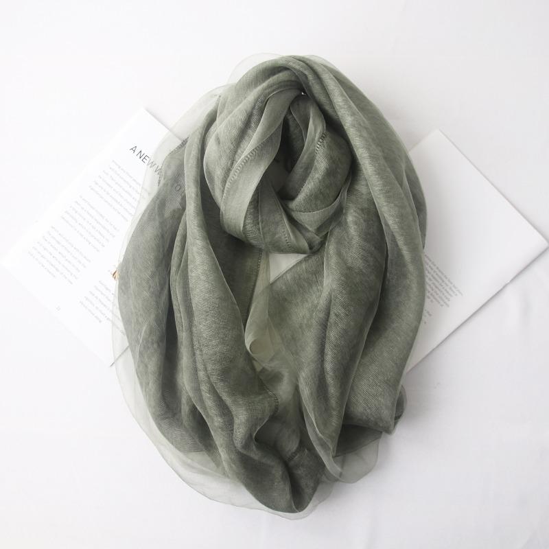 Spring New Double-layer Thin Silk Wool Fluffy Scarf Autumn and Winter Versatile Fashion Mulberry Shawl Women