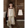 Girls' Summer Cotton-Linen Cropped Straight-Leg Pants with Lace Trim